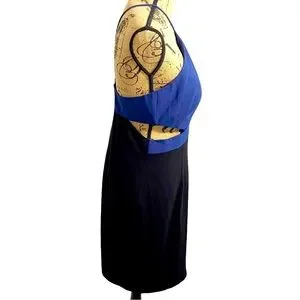 Aqua | Dresses | Bloomingdales Aqua Navy Blue Black Colorblock Cut Out  Halter Cocktail Dress2 | Poshmark
